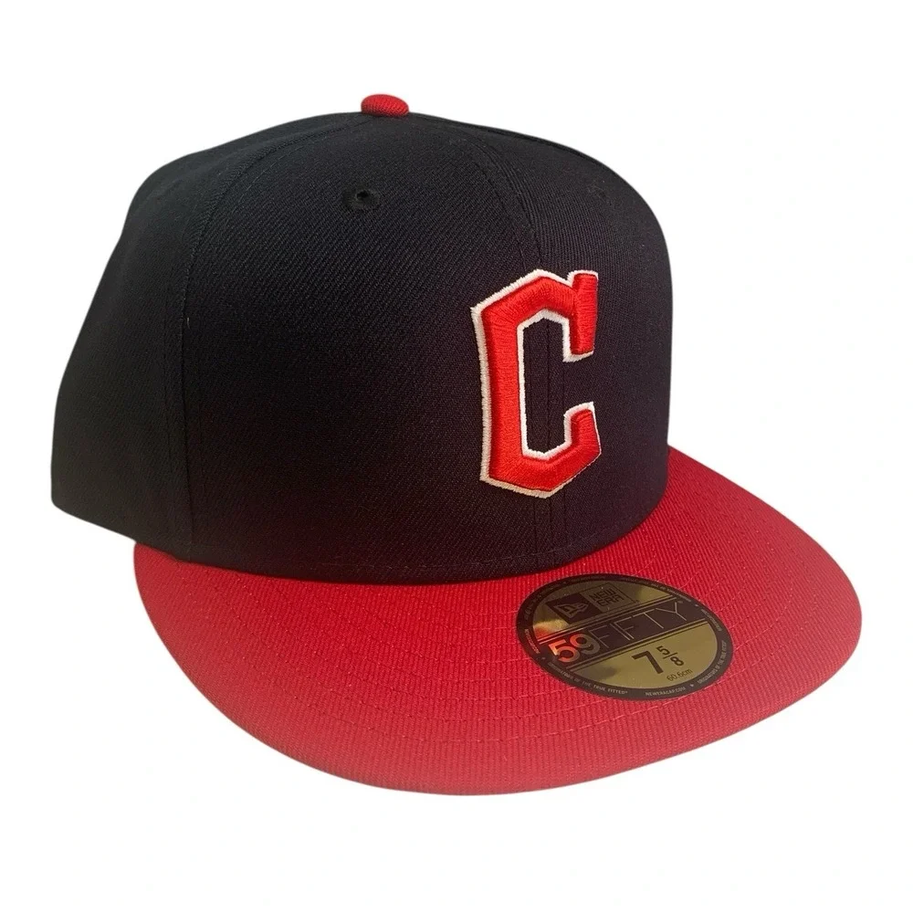 Cleveland Guardians New Era Navy Red 59FIFTY Fitted Hat Cap Size 7 5/8